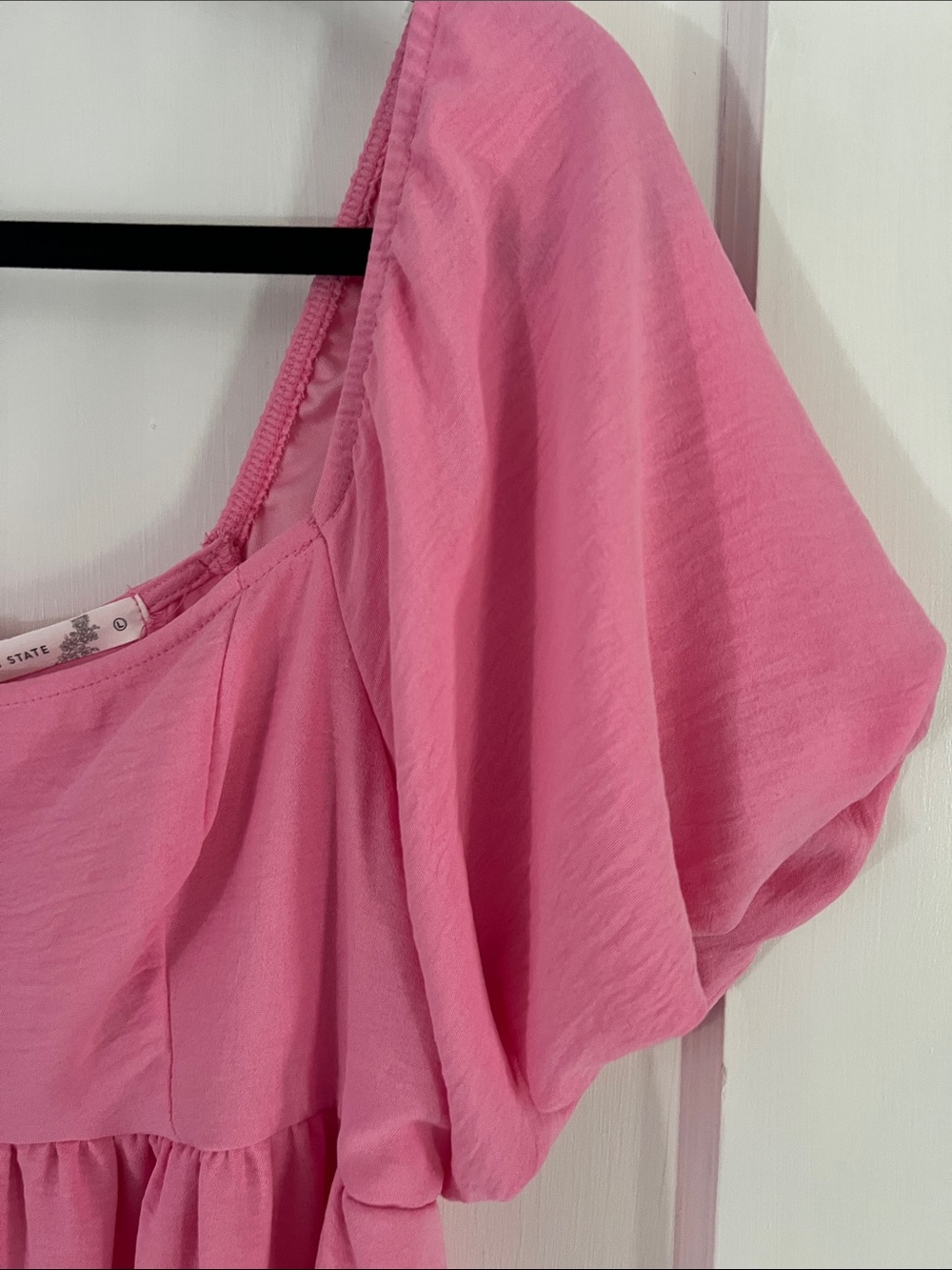 Altar’s State Pink Puff Sleeve Babydoll Mini Dress Sz L- babiecore - Picture 4 of 8